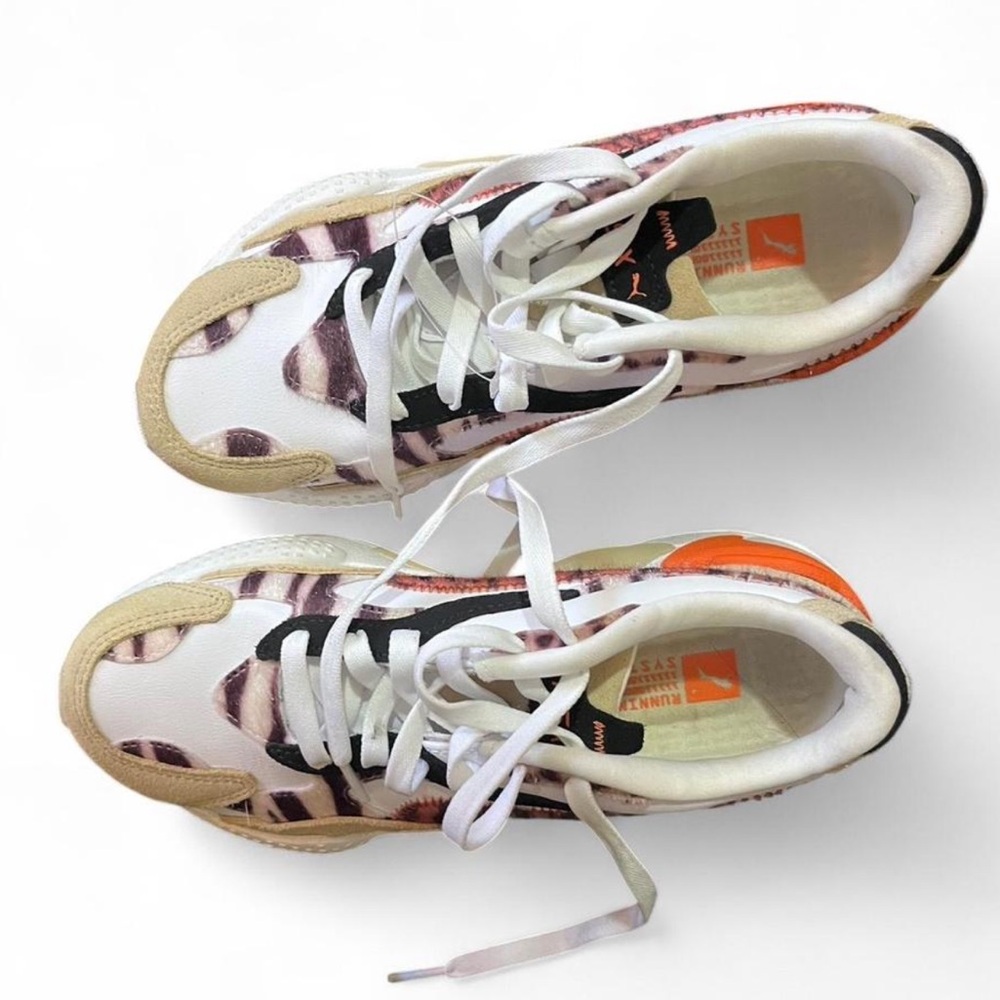 Animal Print Sneakers with Orange Accents